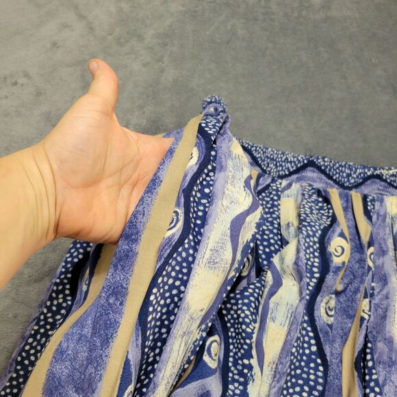 Connection Related Skirt Women Small Midi Blue White Boho Rayon USA Made Pull On - Picture 7 of 12